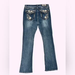 Grace in LA Blue Boot Cut Jeans with Floral Embroidery